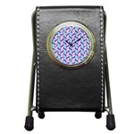 Purple Blue Pattern Pen Holder Desk Clock Front