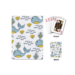 Whale Cartoon Whale Seamless Cartoon Character Animals Leaf Playing Cards Single Design (mini) by Grandong