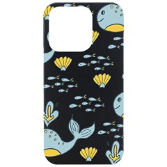 Whale Cartoon Whale Seamless Cartoon Character Animals Leaf Iphone 15 Pro Black Uv Print Pc Hardshell Case by Grandong