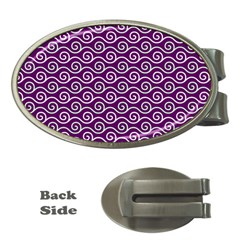 Violet White Pattern Money Clips (oval)  by ytdream