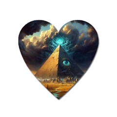 Mystic Blue Pyramid Art Heart Magnet by ExtraAwesomeSauce