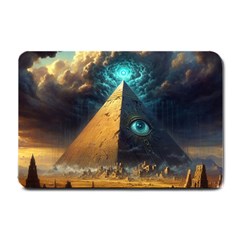 Mystic Blue Pyramid Art Small Doormat by ExtraAwesomeSauce