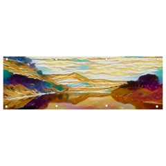 Vibrant Sunset Over Serene Lake Banner And Sign 9  X 3  by ExtraAwesomeSauce