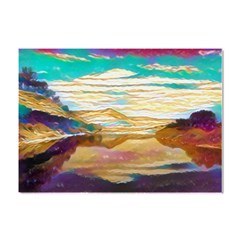 Vibrant Sunset Over Serene Lake Crystal Sticker (a4) by ExtraAwesomeSauce