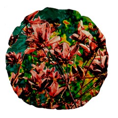 Abstract Floral Artwork Large 18  Premium Flano Round Cushions by ExtraAwesomeSauce