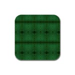 Green Diamond Grid Pattern Rubber Square Coaster (4 pack) Front