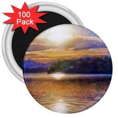 Serene Sunset Over Water 3  Magnets (100 Pack) by ExtraAwesomeSauce