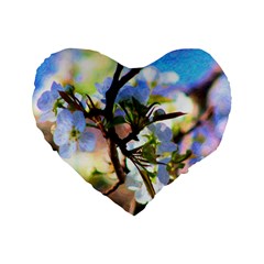 Springtime Pear Tree Blossoms Standard 16  Premium Heart Shape Cushions by ExtraAwesomeSauce