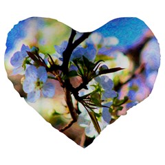 Springtime Pear Tree Blossoms Large 19  Premium Heart Shape Cushions by ExtraAwesomeSauce