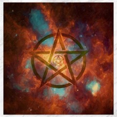 Enchanted Nebula Pentagram Art Canvas 16  X 16  by ExtraAwesomeSauce
