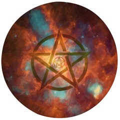 Enchanted Nebula Pentagram Art Wooden Bottle Opener (round) by ExtraAwesomeSauce