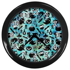 Ghosts Owls Pumpkins Wall Clock (black) by kyorashop23