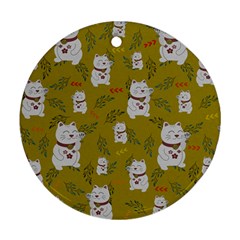 Super Lucky Cat Round Ornament (two Sides) by GeekLover