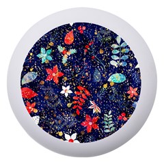 Festive Floral Pattern Christmas Blue Floral Flower Foliage Leaves Pattern Red Snow Winter Dento Box With Mirror by Maspions