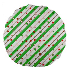Christmas Paper Stars Pattern Texture Background Colorful Colors Seamless Large 18  Premium Round Cushions by Ket1n9