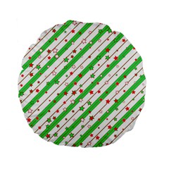 Christmas Paper Stars Pattern Texture Background Colorful Colors Seamless Standard 15  Premium Flano Round Cushions by Ket1n9