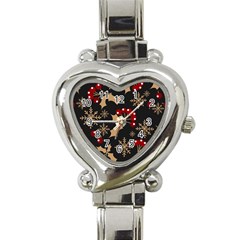 Christmas Pattern With Snowflakes Berries Heart Italian Charm Watch by Ket1n9
