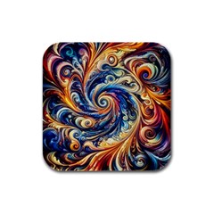 Colorful Motion Abstract Art Rubber Square Coaster (4 Pack) by ExtraAwesomeSauce