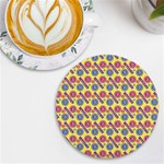 Colorful Bitcoin Pattern UV Print Round Tile Coaster Front