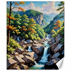Serene Mountain Waterfall Landscape Canvas 8  X 10  by ExtraAwesomeSauce
