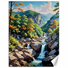 Serene Mountain Waterfall Landscape Canvas 18  X 24  by ExtraAwesomeSauce