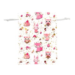 Pink Woodland Animals, Koteto Lightweight Drawstring Pouch (m) by kyorashop23