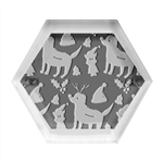 Funny Christmas Pattern Background Hexagon Wood Jewelry Box Front