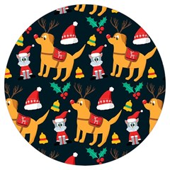 Funny Christmas Pattern Background Round Trivet by Ket1n9
