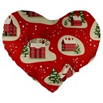 Christmas New Year Seamless Pattern Large 19  Premium Heart Shape Cushions Front