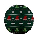 Beautiful Knitted Christmas Pattern Standard 15  Premium Round Cushions Front