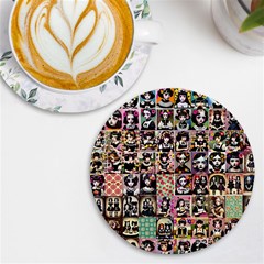 Spanish Gothic Girls Pattern Uv Print Round Tile Coaster by violetheavensky