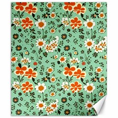 Retro 1960s Flowers Pattern 3 Canvas 8  X 10  by violetheavensky