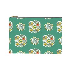 Retro 1960s Flowers Pattern 2 Cosmetic Bag (large) by violetheavensky