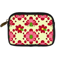 Retro 1960s Flowers Pattern 4 Digital Camera Leather Case by violetheavensky