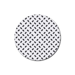 Fly Phot Motif Seamless Black And White Pattern Rubber Round Coaster (4 Pack) by dflcprintsclothing