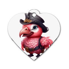 Kawaii Pink Parrot Pirate Dog Tag Heart (one Side) by KawaiiArtStyle