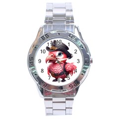 Kawaii Pink Parrot Pirate Stainless Steel Analogue Watch by KawaiiArtStyle