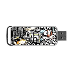New York City Nyc Broadway Doodle Art Portable Usb Flash (two Sides) by Grandong