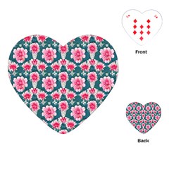 Retro 1880s Flowers Pattern 22 Playing Cards Single Design (heart) by violetheavensky