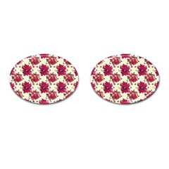 Retro 1880s Flowers Pattern 21 Cufflinks (oval) by violetheavensky