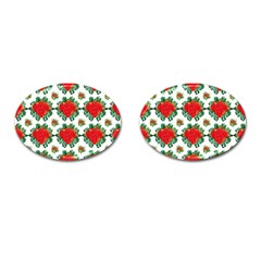 Retro 1880s Flowers Pattern 13 Cufflinks (oval) by violetheavensky