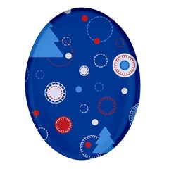 Christmas Pattern Tree Design Oval Glass Fridge Magnet (4 Pack) by Paksenen