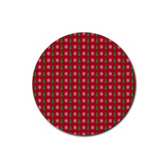 Snowflake Christmas Tree Pattern Rubber Coaster (round) by Paksenen
