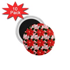 Poinsettia Pattern Seamless Pattern Christmas Xmas 1 75  Magnets (10 Pack)  by Paksenen