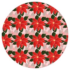 Poinsettia Pattern Seamless Pattern Christmas Xmas Round Trivet by Paksenen