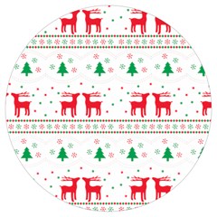 Red Green And Blue Christmas Themed Illustration Round Trivet by Paksenen
