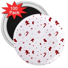 Christmas Xmas Holiday Pattern Background 3  Magnets (100 Pack) by Paksenen