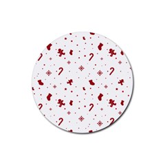 Christmas Xmas Holiday Pattern Background Rubber Coaster (round) by Paksenen