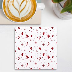 Christmas Xmas Holiday Pattern Background Uv Print Square Tile Coaster  by Paksenen