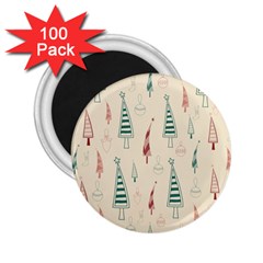 Trees Christmas Holiday Pattern 2 25  Magnets (100 Pack)  by Paksenen